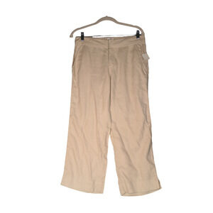 NEW Old Navy Crop Pants Womens 6 Ivory 100% Linen Pockets Career Boho